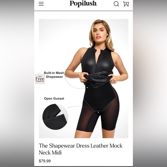 Popilush Shapewear Leather Dress NWT - Picture 2 of 3